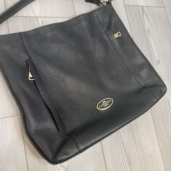 Coach Women's Scout Black Pebble Leather Hobo Bag - Picture 10 of 12